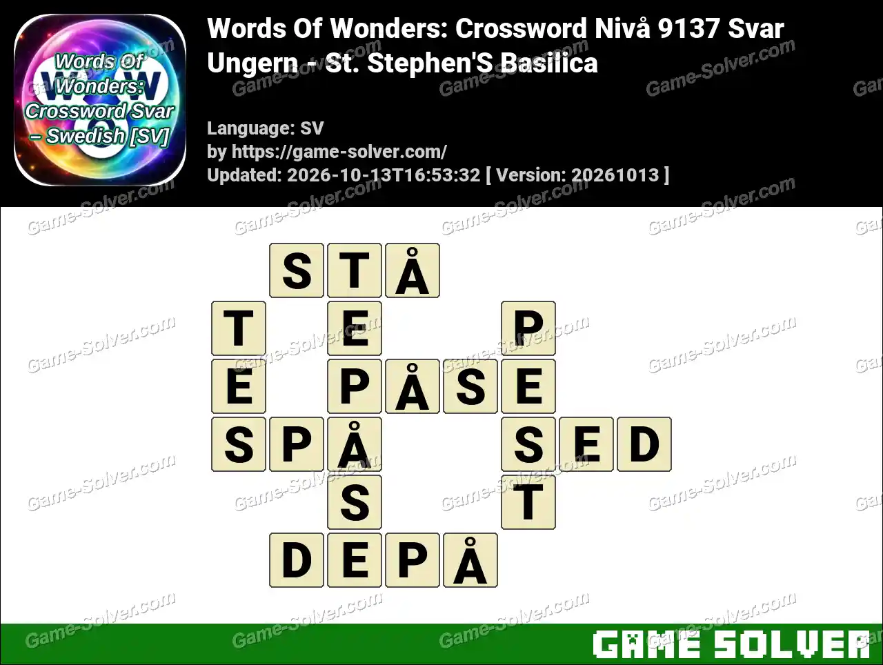 Words Of Wonders: Crossword Nivå 9137 Svar – Ungern – St. Stephen’S Basilica